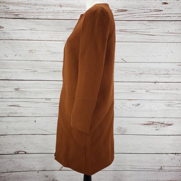 J.Crew New Women's Brown Italian Double Cloth WoolBlend Full Zip Coat Size2 - Picture 3 of 14